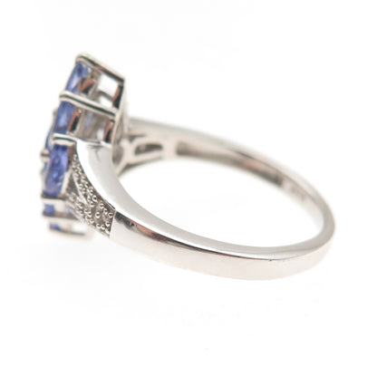 Chuck Clemency 925 Sterling Silver Real Tanzanite & White Topaz Ring Size 8