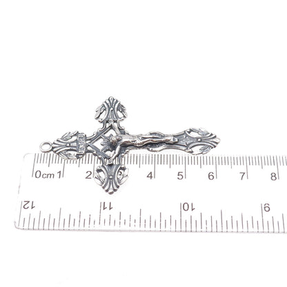 Afco 925 Sterling Silver Antique Sainte Anne de Beaupre Crucifix Cross Pendant