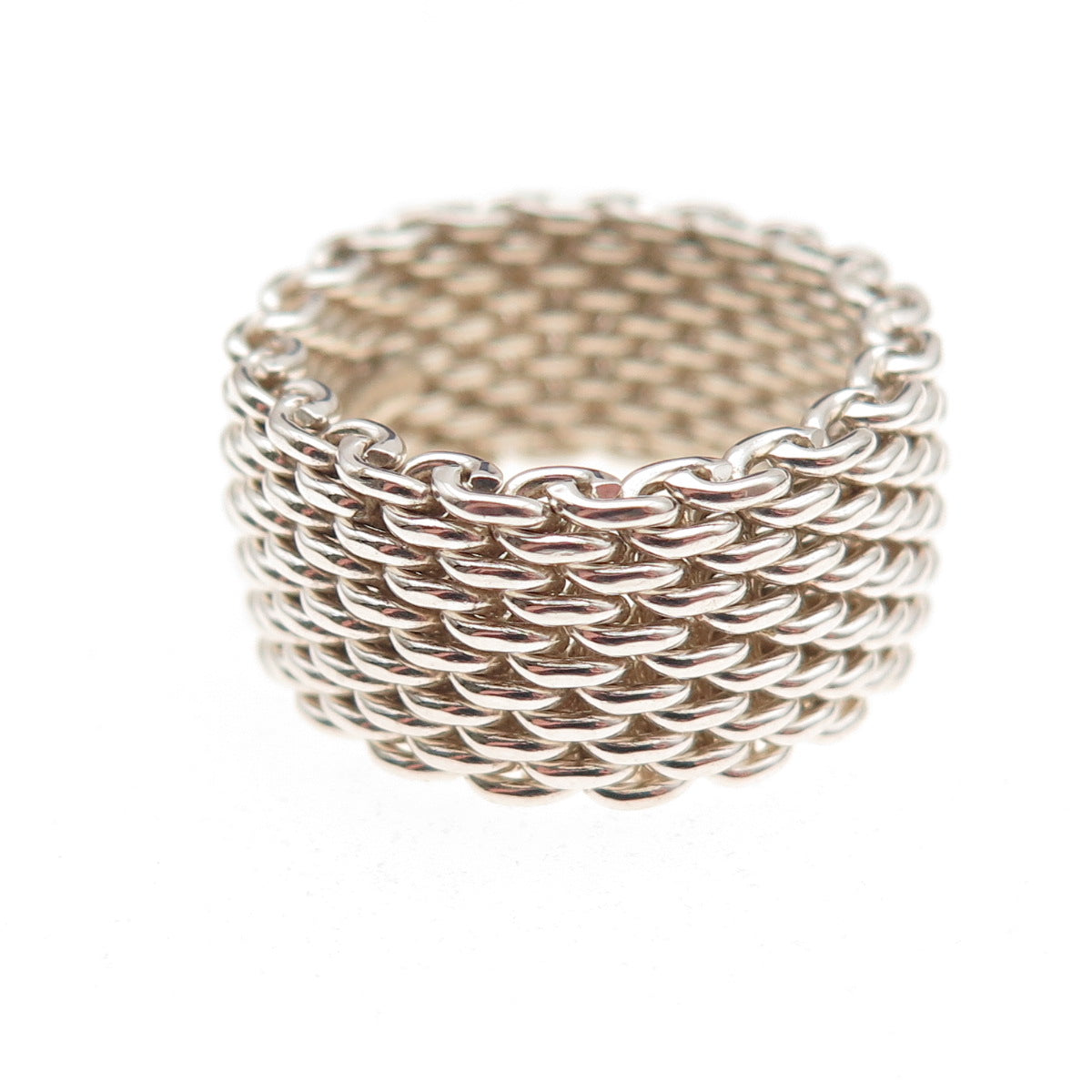 Tiffany & Co. 925 Sterling Silver Vintage Somerset Mesh Ring Size 6.75