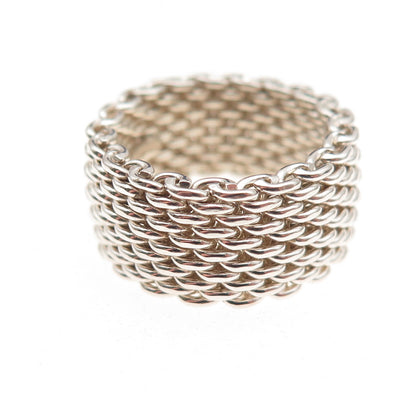 Tiffany & Co. 925 Sterling Silver Vintage Somerset Mesh Ring Size 6.75