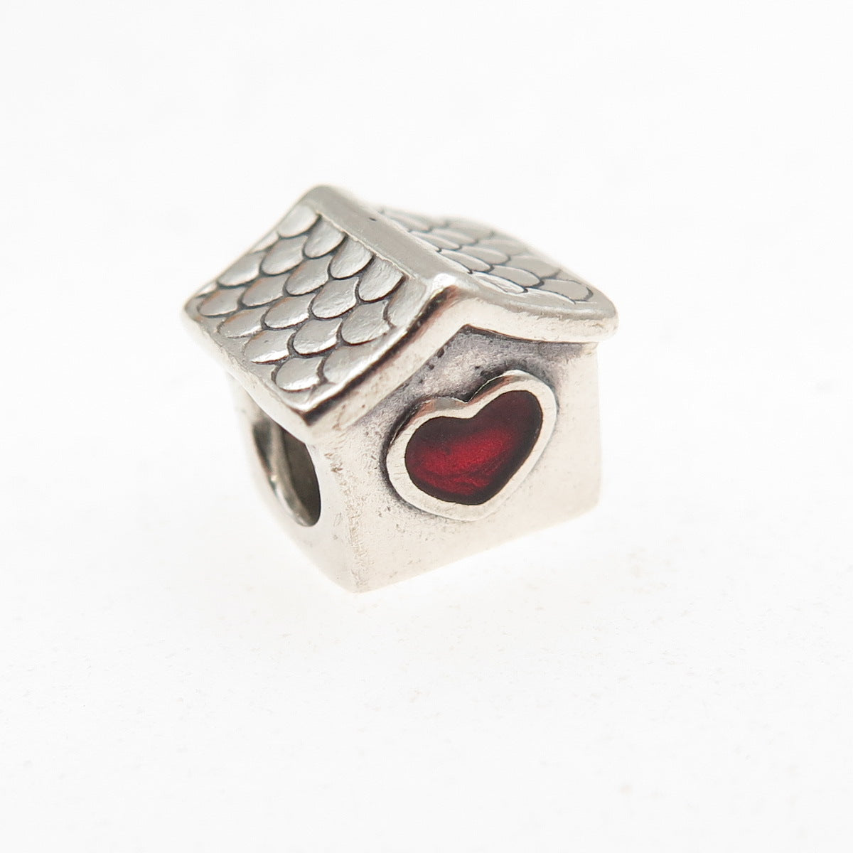 Pandora 925 Sterling Silver Red Enamel Heart Dog House Slide Bead Charm