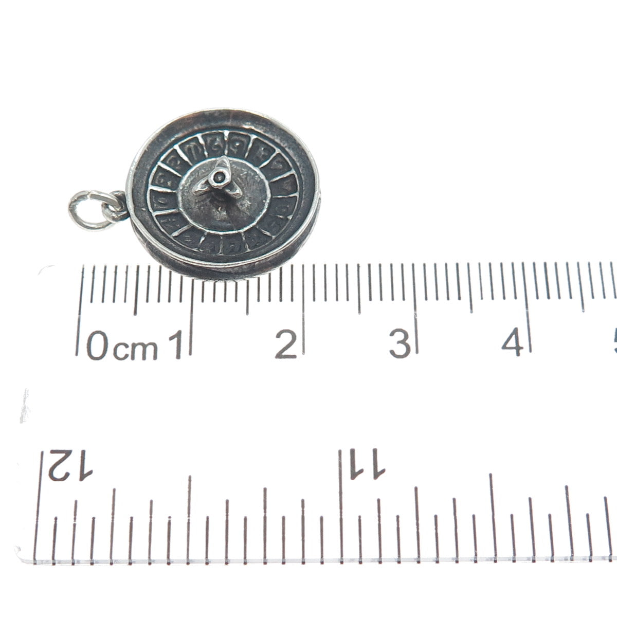 BELL TRADING POST Sterling Silver Vintage Roulette Wheel Oxidized Charm Pendant