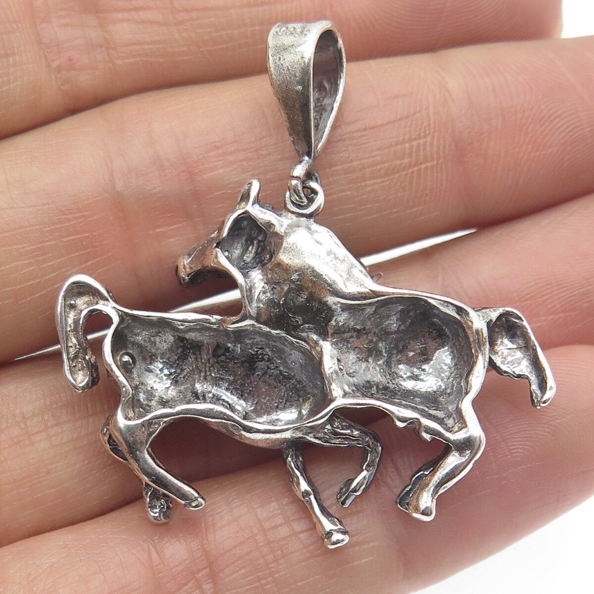 JWK JOHN KESSLER 925 Sterling Silver Vintage Wild Horses Oxidized Pendant