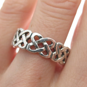 925 Sterling Silver Vintage Viking / Celtic Knot Band Ring Size 10