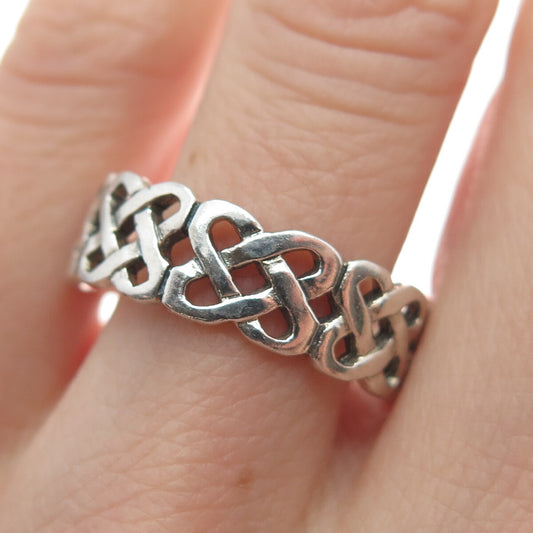 925 Sterling Silver Vintage Viking / Celtic Knot Band Ring Size 10