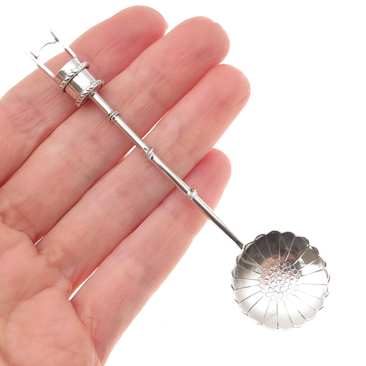950 Silver Antique Japan Water Well Bucket Coffee Spoon