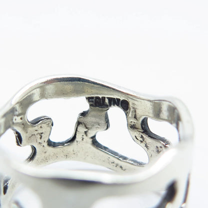 925 Sterling Silver Vintage Modernist Band Ring Size 6.5