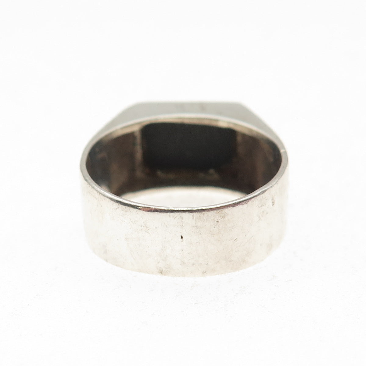 Old Pawn Sterling Silver Vintage Southwestern Black Onyx Signet Ring Size 9.25
