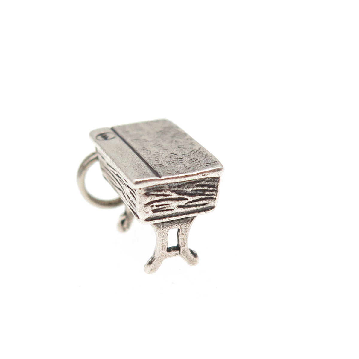 925 Sterling Silver Vintage School Desk Oxidized 3D Mini Charm Pendant