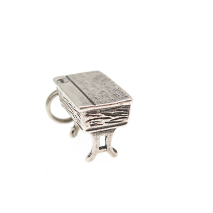 925 Sterling Silver Vintage School Desk Oxidized 3D Mini Charm Pendant