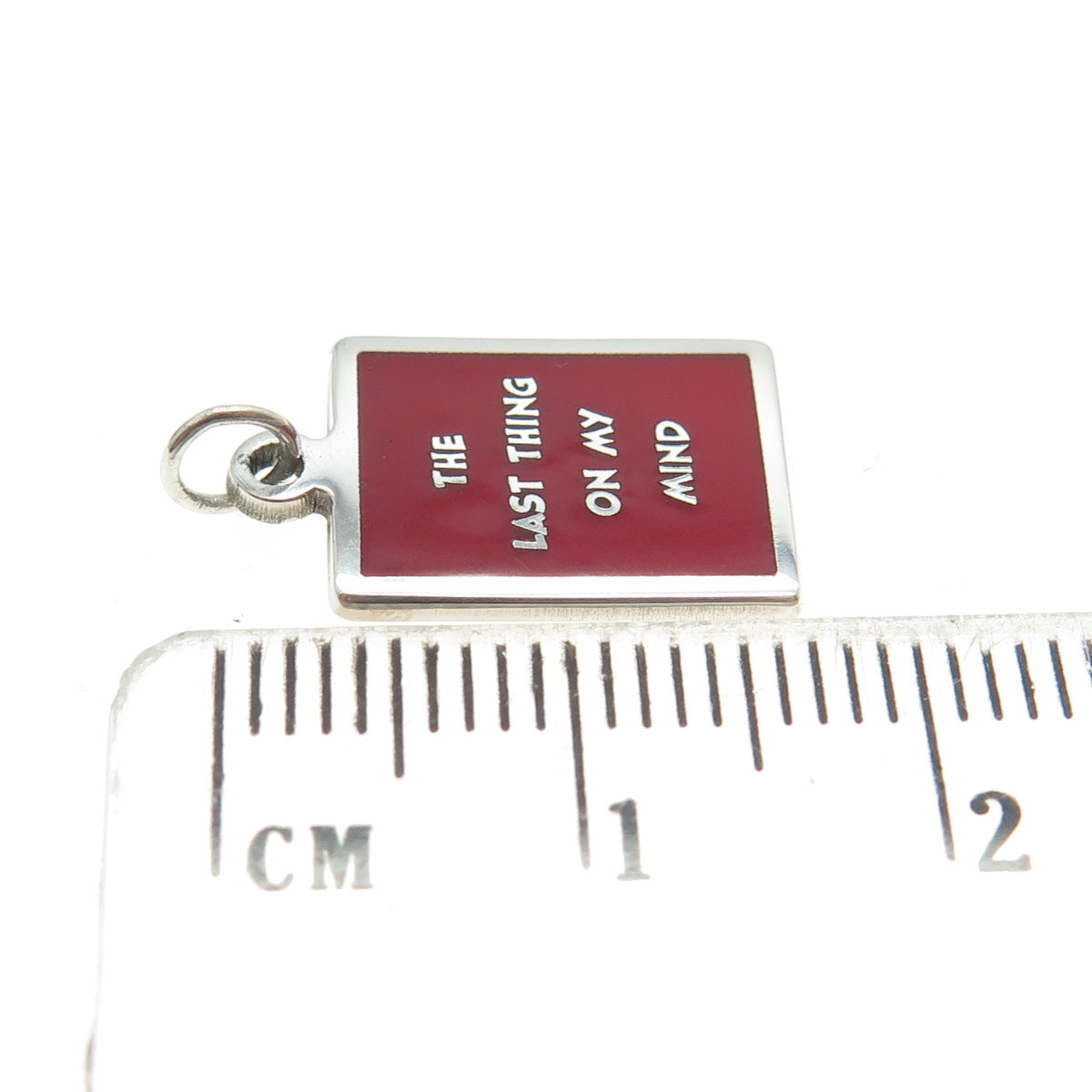 925 Sterling Silver Enamel "The Last Thing On My Mind" Minimalist Charm Pendant