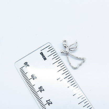 925 Sterling Silver SUN Real Diamond Angel Slide Pendant