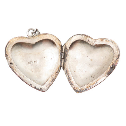 Charles Winston 925 Sterling Silver Vintage Engraved Heart Locket Charm Pendant