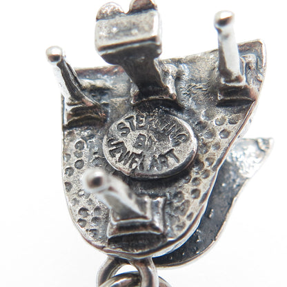 JEWELART Sterling Silver Vintage Grand Piano Locket Minimalist 3D Charm Pendant