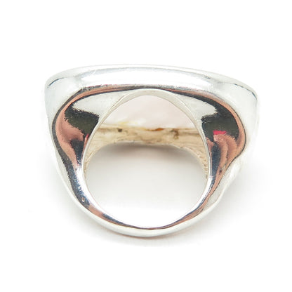 FURLA 925 Sterling Silver Vintage Italy Real Rose Quartz Statement Ring Size 7