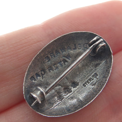 925 Sterling Silver Vintage Delaware Water Gap Oxidized Pin Brooch