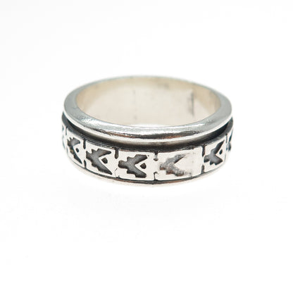 925 Sterling Silver Vintage Mexico Arrow Oxidized Rotating Band Ring Size 9.5