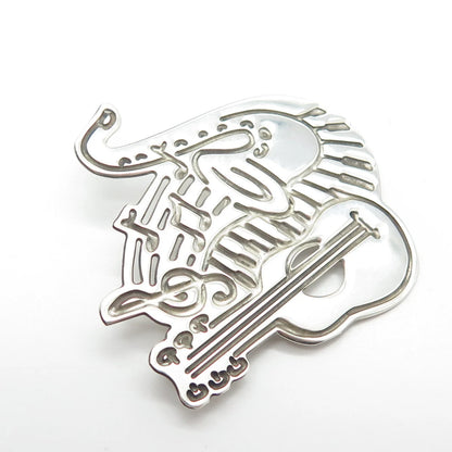 925 Sterling Silver Vintage Musical Instruments Pin Brooch