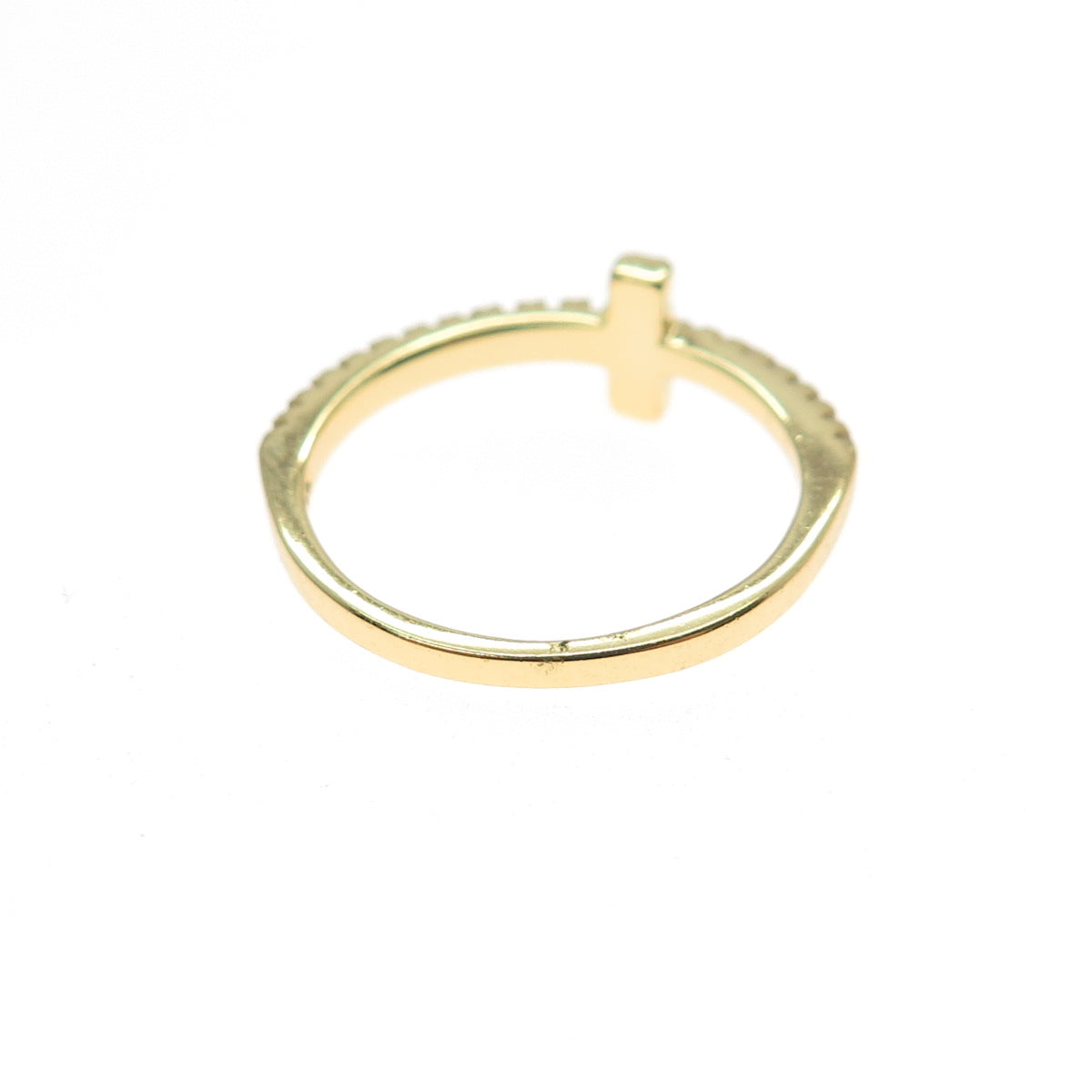 925 Sterling Silver Gold Plated Round-Cut C Z Cross Ring Size 6