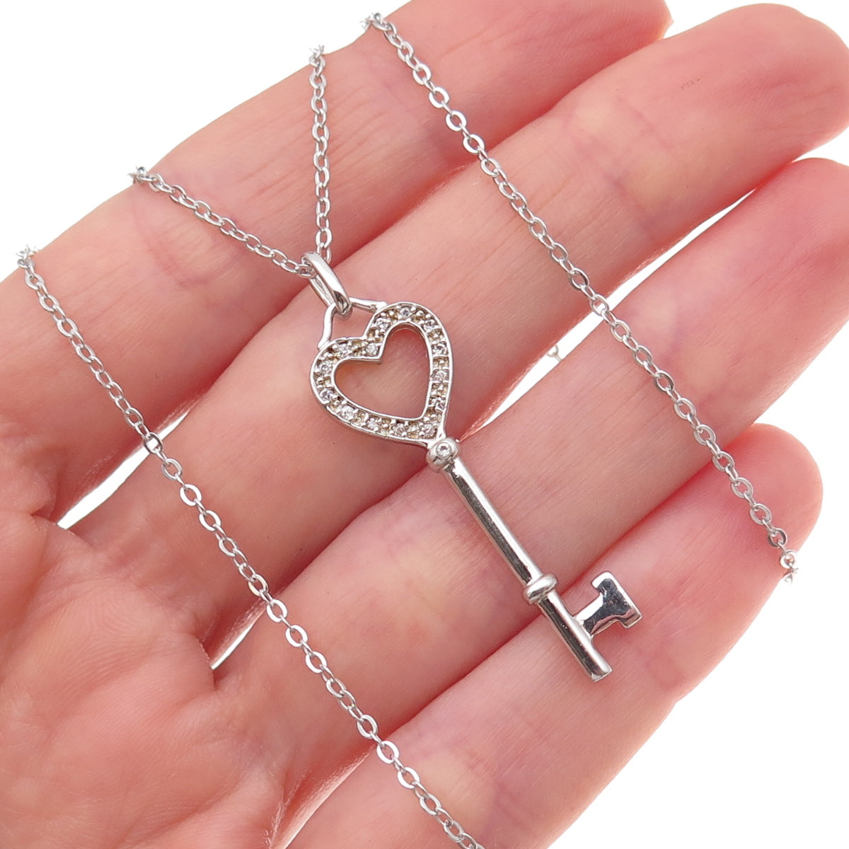 Hadassah 925 Sterling Silver 2012 Round-Cut C Z Ket Cable Chain Necklace 18"