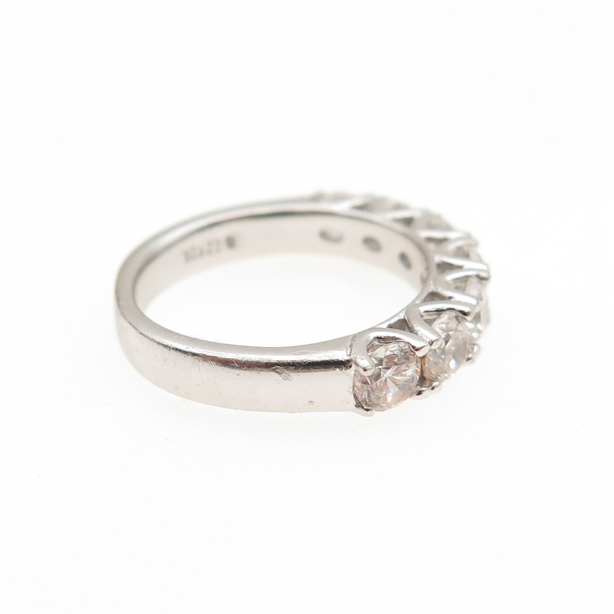 925 Sterling Silver Round-Cut C Z Half Eternity Band Ring Size 5
