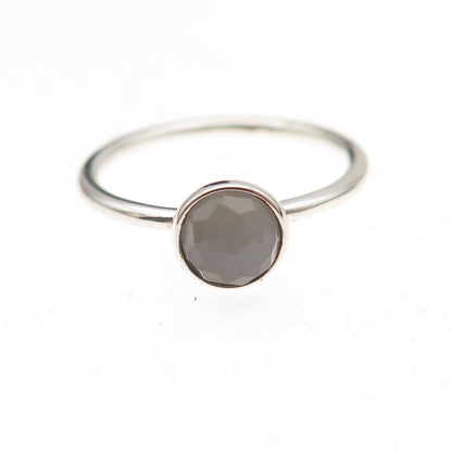 Pandora 925 Sterling Silver Real Gray Moonstone June Birthday Blooms Ring Size 7