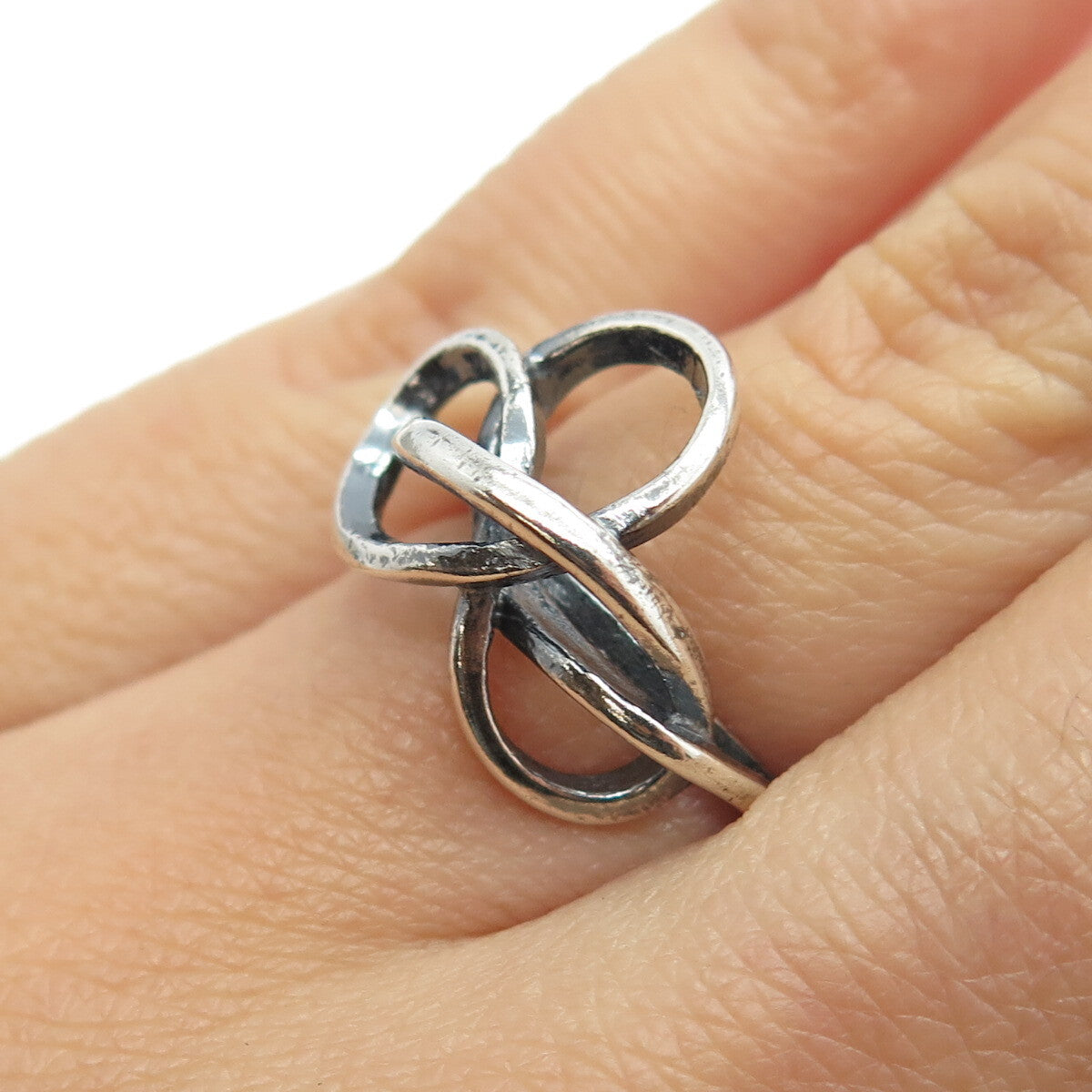 925 Sterling Silver Vintage Twisted Knot Oxidized Ring Size 5.75