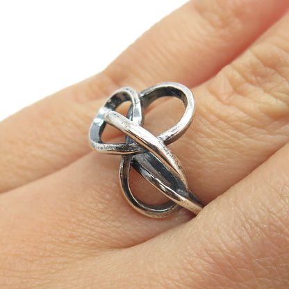 925 Sterling Silver Vintage Twisted Knot Oxidized Ring Size 5.75