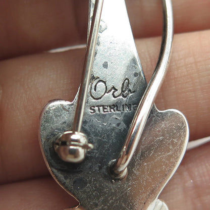 925 Sterling Silver Vintage Orb Silversmith Cat Modernist Pin Brooch