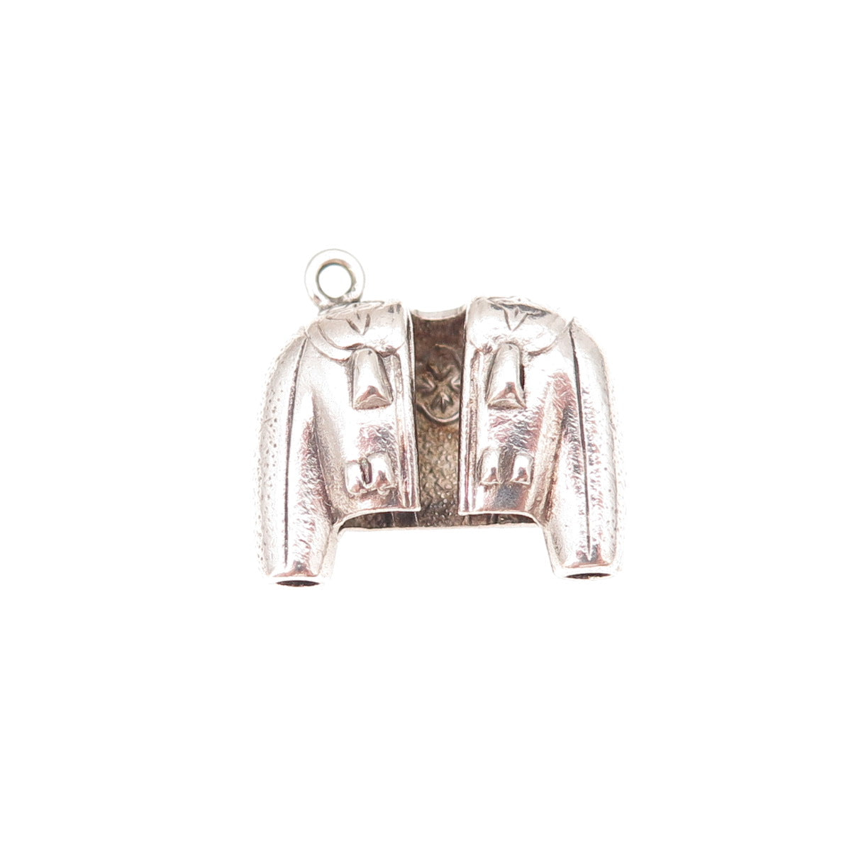 925 Sterling Silver Antique Art Deco Matador Jacket Oxidized 3D Charm Pendant