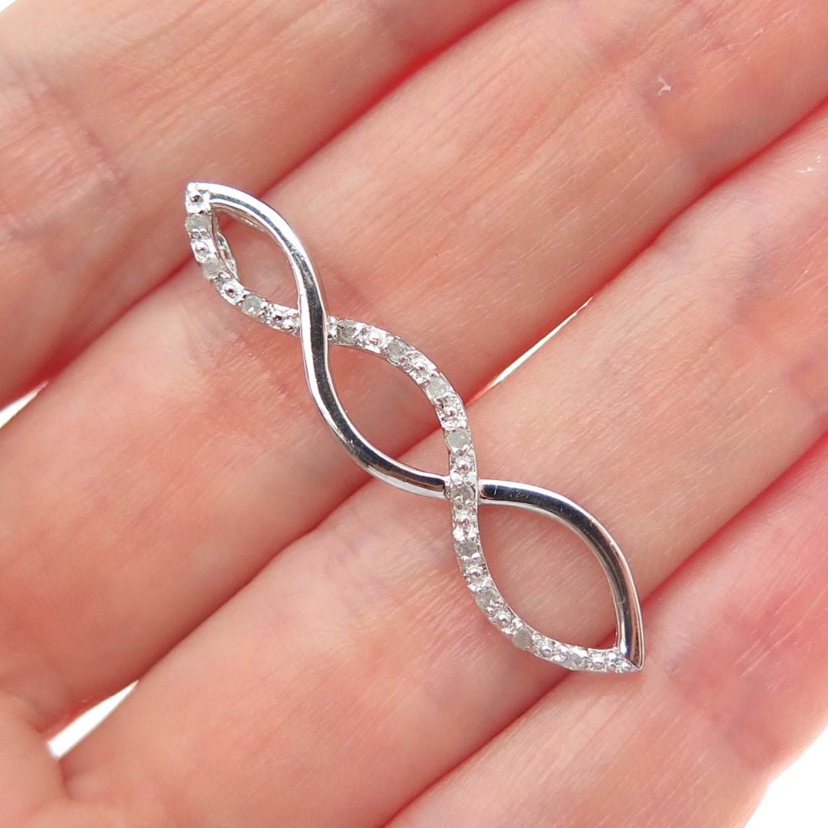 CHARLES WINSTON 925 Sterling Silver Real Diamond Infinity Slide Pendant