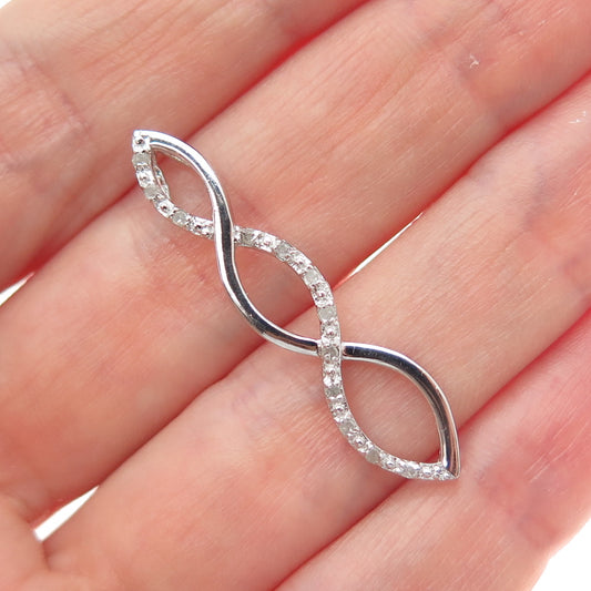 CHARLES WINSTON 925 Sterling Silver Real Diamond Infinity Slide Pendant