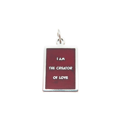 925 Sterling Silver Red Enamel I Am The Creator Of Love Minimalist Charm Pendant