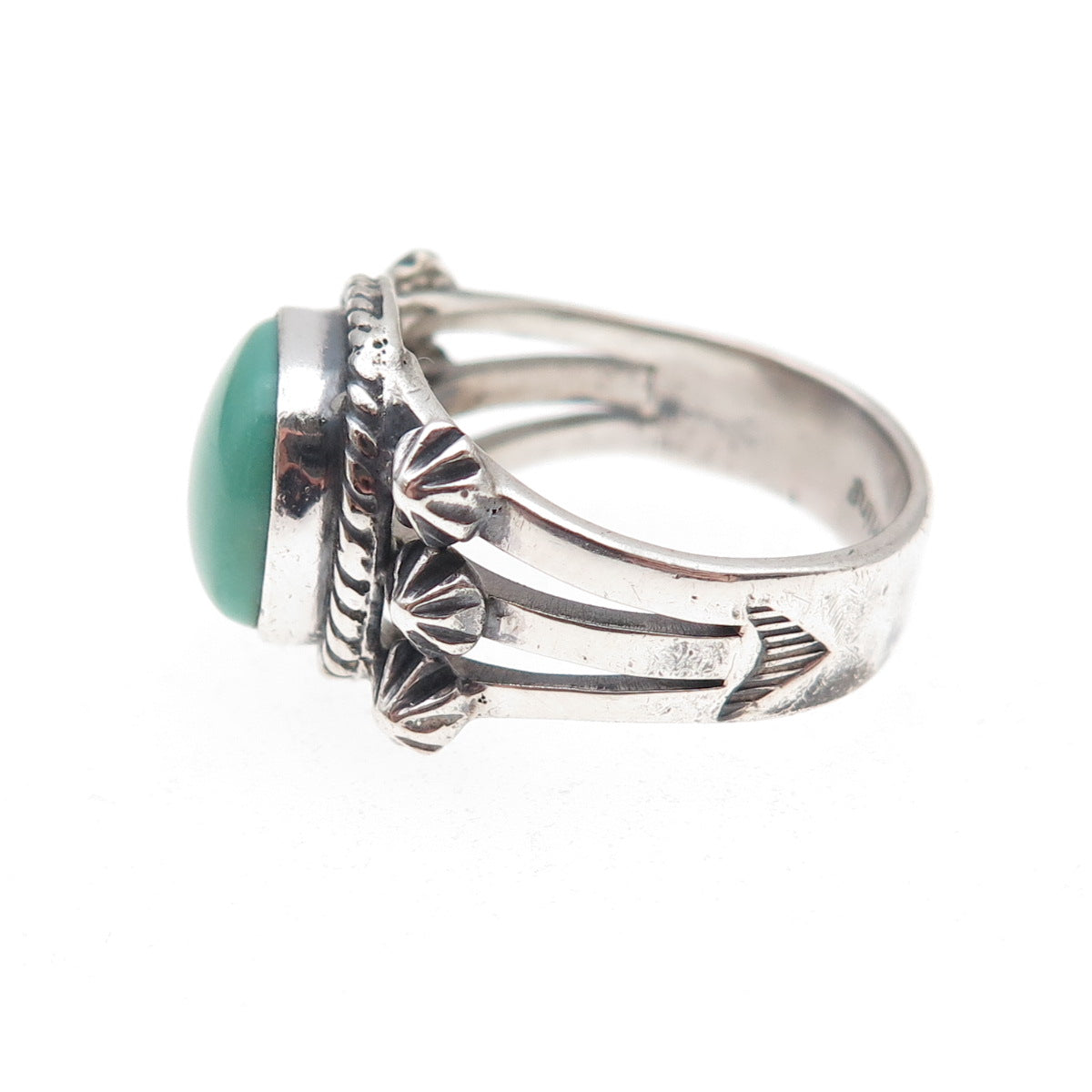 Garden of the Gods Old Pawn 925 Sterling Vintage Turquoise Arrow Ring Size 6.75