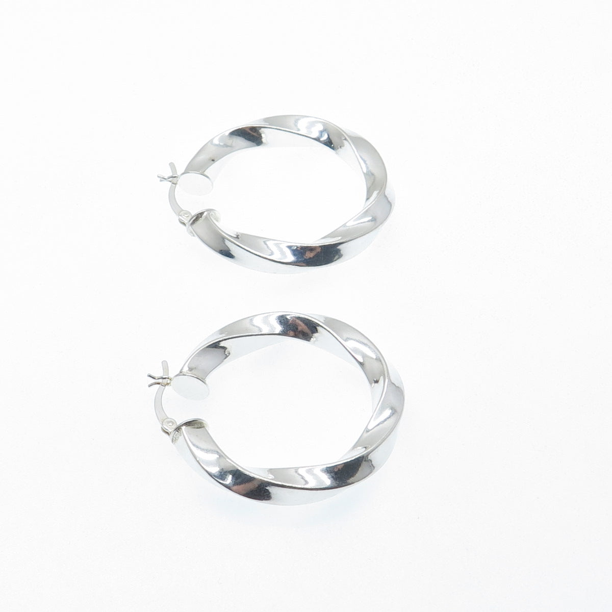 925 Sterling Silver 35mm Twisted Hoop Earrings