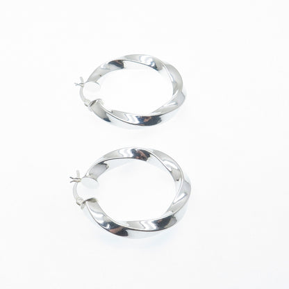 925 Sterling Silver 35mm Twisted Hoop Earrings