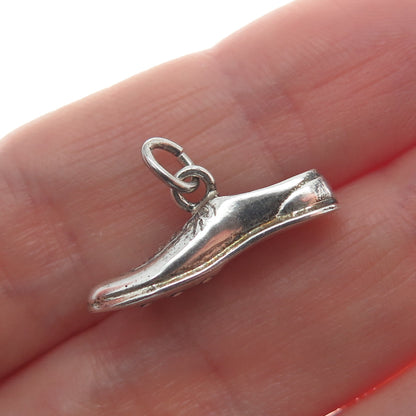 925 Sterling Silver Vintage Golf Shoe Minimalist 3D Charm Pendant