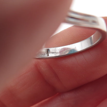 925 Sterling Silver Real Sleeping Beauty Turquoise Bypass Ring Size 7.25