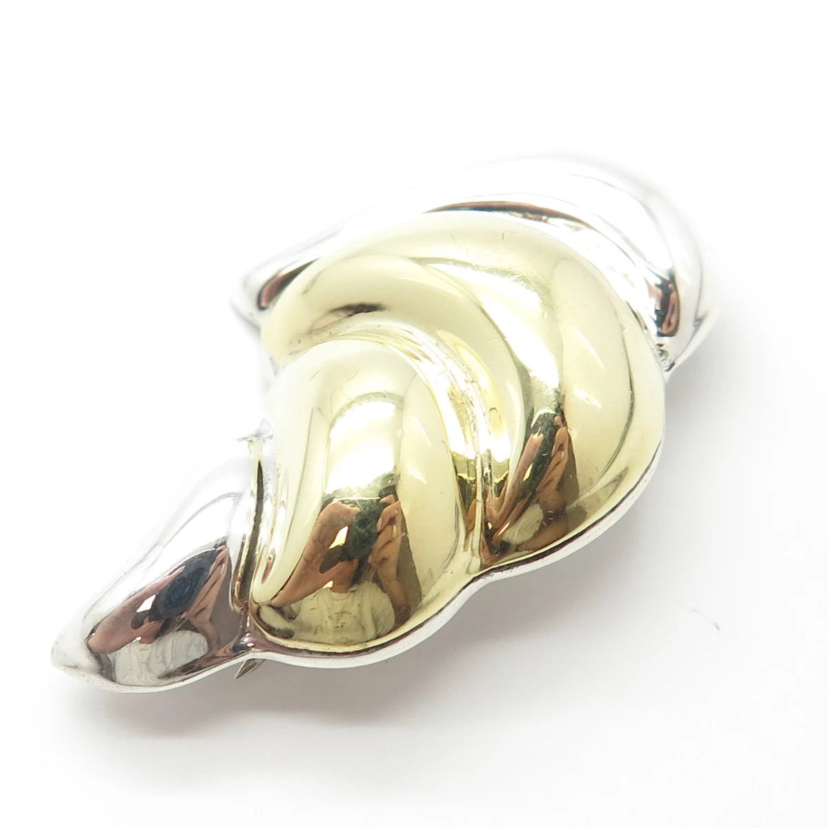 925 Sterling Silver 2-Tone Vintage Mexico Ribbed Pin Brooch
