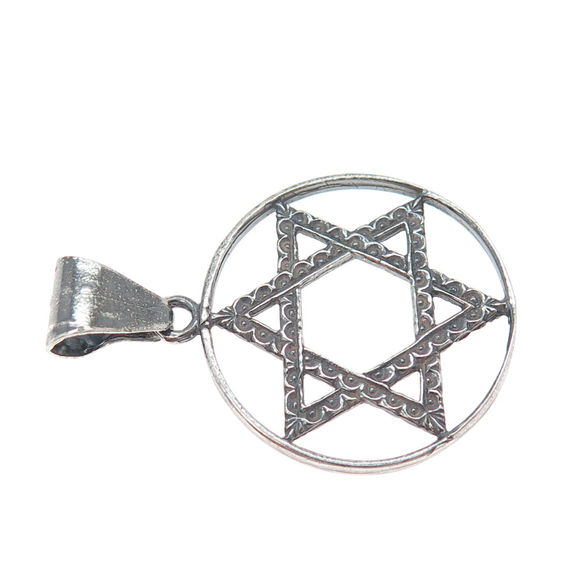 925 Sterling Silver Vintage Star of David Oxidized Charm Pendant