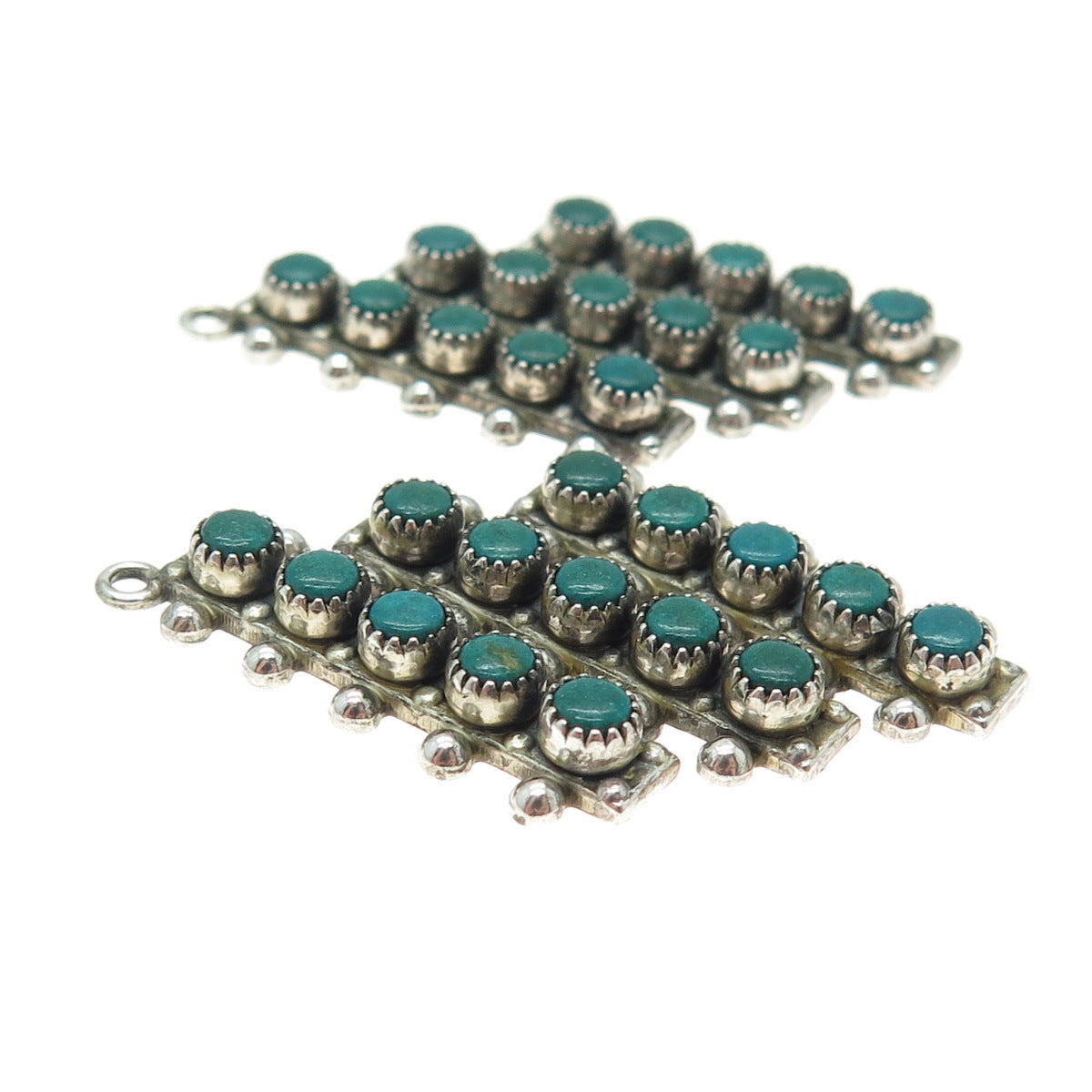 Old Pawn 925 Sterling Vintage Southwestern Turquoise Snake Eye Jacket Earrings