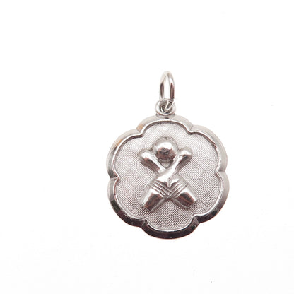 925 Sterling Silver Vintage Bowling Ball & Pins Mini Charm Pendant