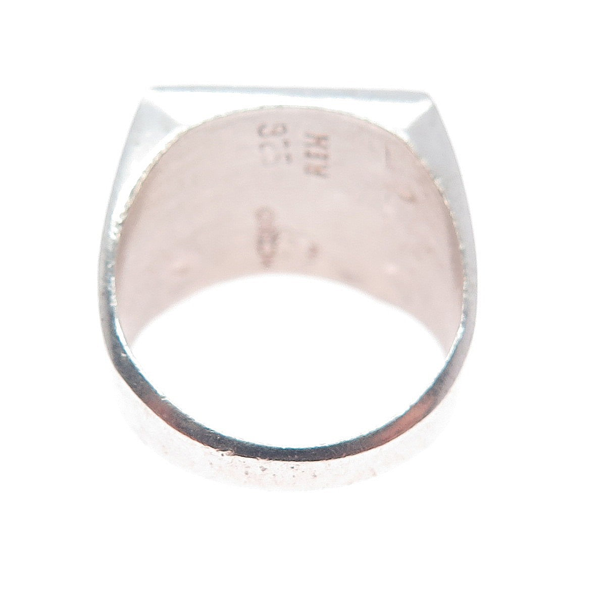 925 Sterling Silver Vintage Mexico Mayan Symbol Oxidized Signet Ring Size 7.25