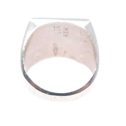 925 Sterling Silver Vintage Mexico Mayan Symbol Oxidized Signet Ring Size 7.25