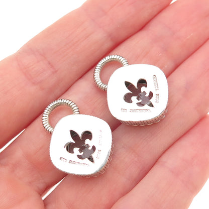 JUDITH RIPKA 925 Sterling Silver Cushion-Cut Blue C Z Jacket Earrings