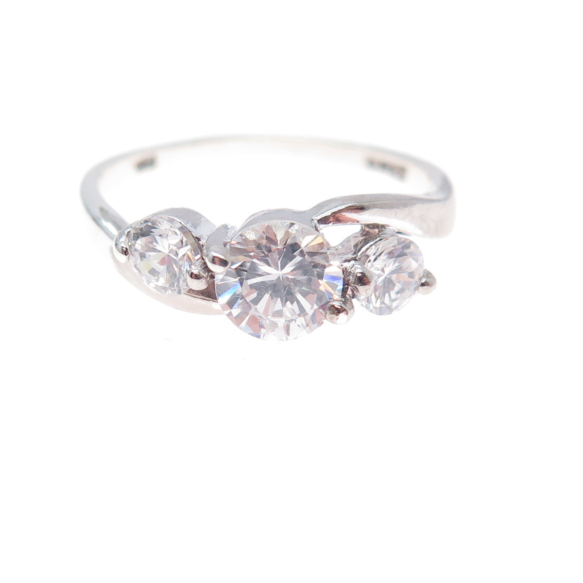 CHARLES WINSTON 925 Sterling Silver Round-Cut C Z Engagement Ring Size 8.25
