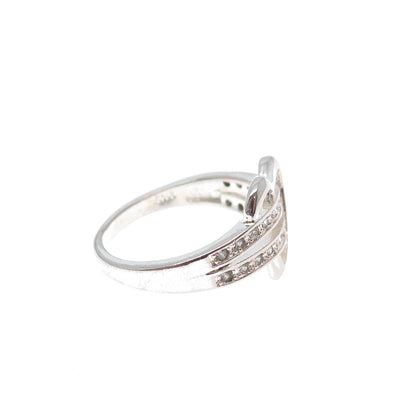 925 Sterling Silver Round-Cut C Z Heart Ring Size 5.75