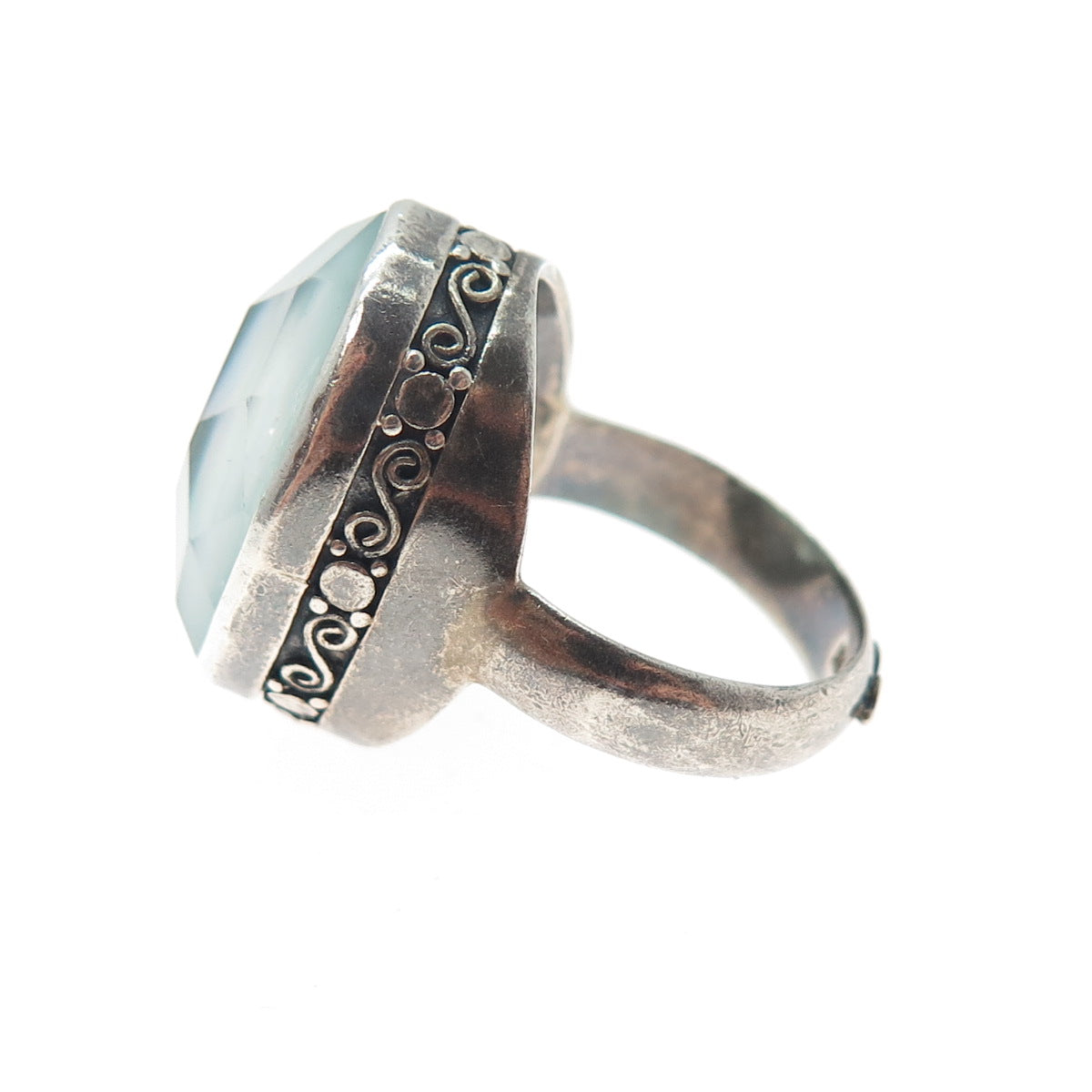 JGD JANICE GIRARDI 925 Sterling Silver Vintage Real Doubled MOP Ring Size 6.75