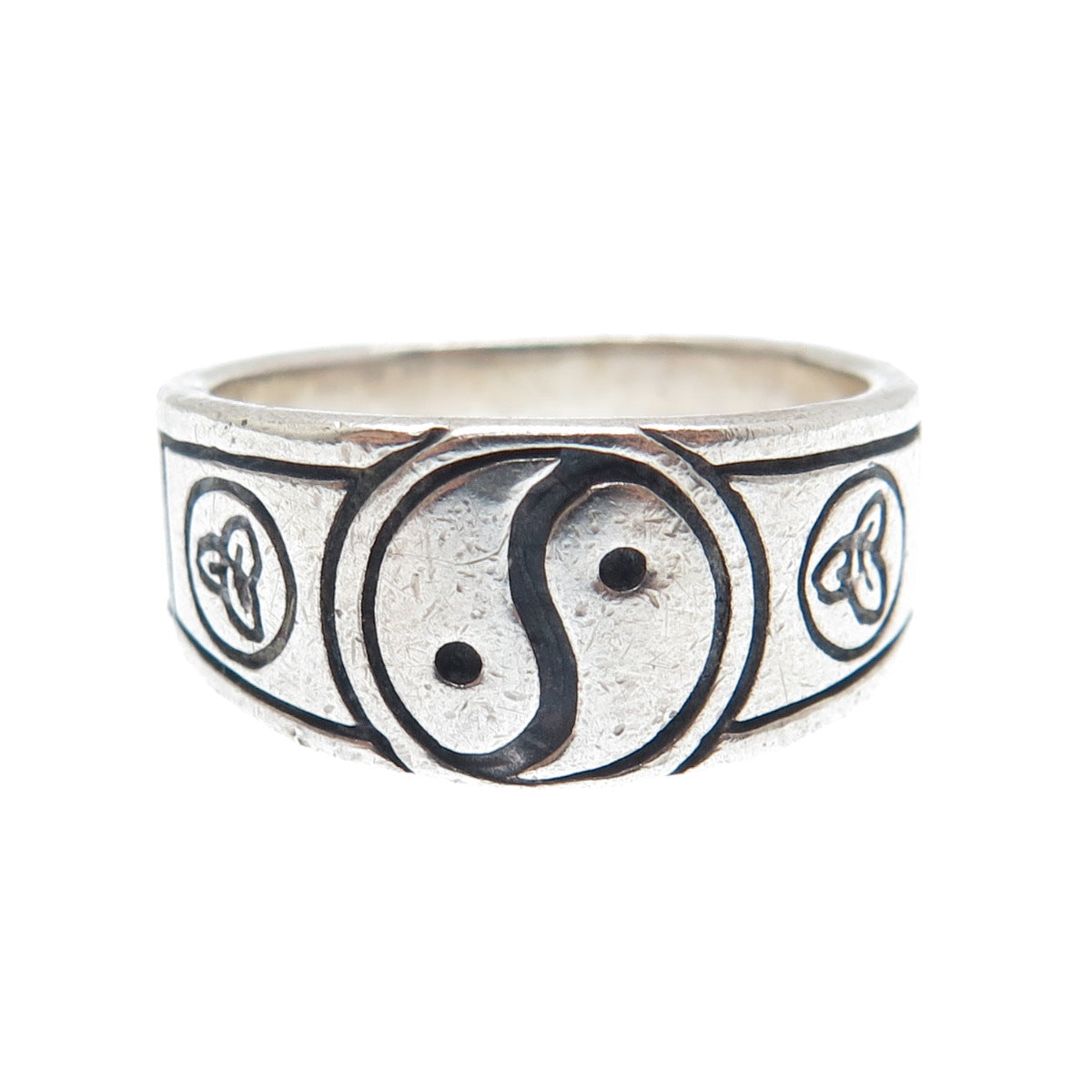 925 Sterling Silver Vintage Yin Yang Oxidized Ring Size 7.5
