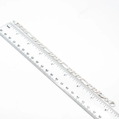 925 Sterling Silver Vintage Italy Anchor Mariner & Figaro Link Bracelet 8"